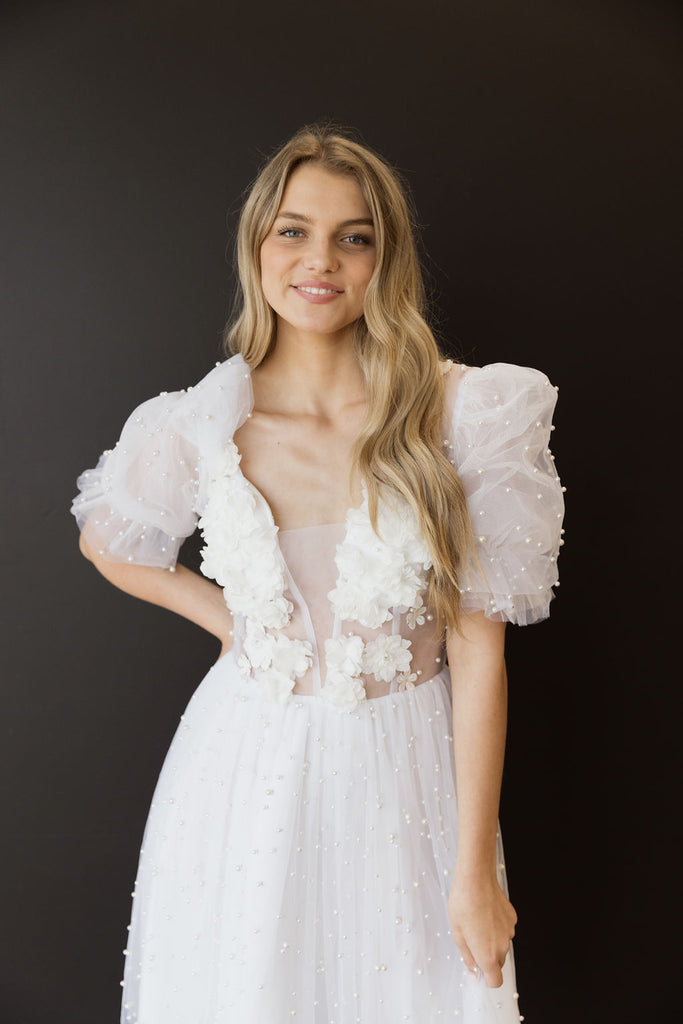 Paris Pearl Detail Mini Dress