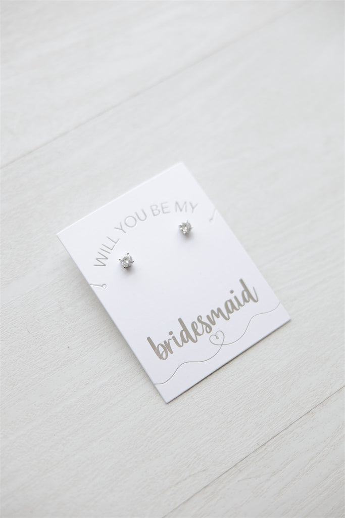 Bridesmaid Proposal CZ Stud Earrings