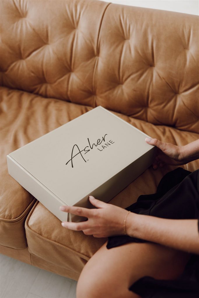 home try on box, bridesmaid, elegant gown, gift