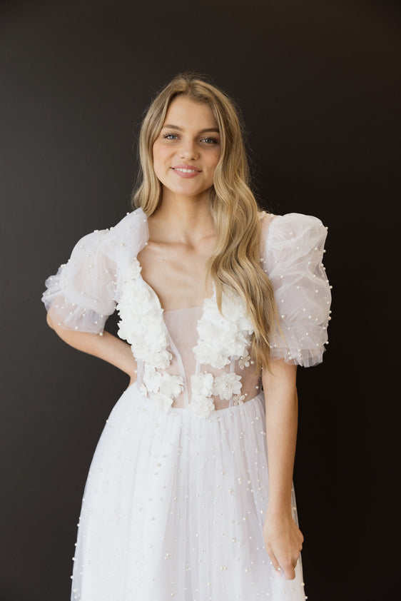 Paris Pearl Detail Mini Dress