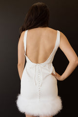 Olivia Feathered Low Back Short Bridal Dress