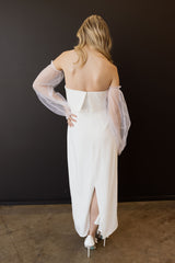 Nicole Strapless Detachable Sleeve Midi Bride Dress