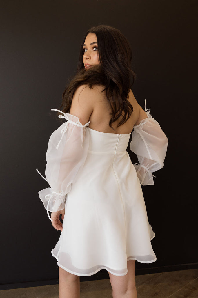Mia Flounce Sleeve Bride To Be Dress