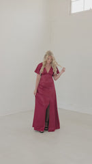 Zoe Satin Flutter Sleeve Bridesmaid Dress