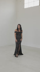Cassie Satin Off Shoulder Bridesmaid Dress