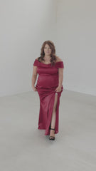 Cassie Satin Off Shoulder Bridesmaid Dress