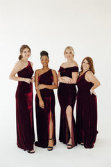 Cassie Velvet Off Shoulder Bridesmaid Dress