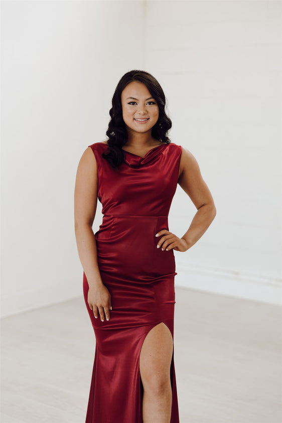Margot Satin Low Back Bridesmaid Dress