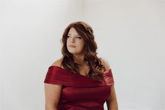 Cassie Satin Off Shoulder Bridesmaid Dress
