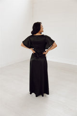 Zoe Satin Flutter Sleeve Bridesmaid Dress