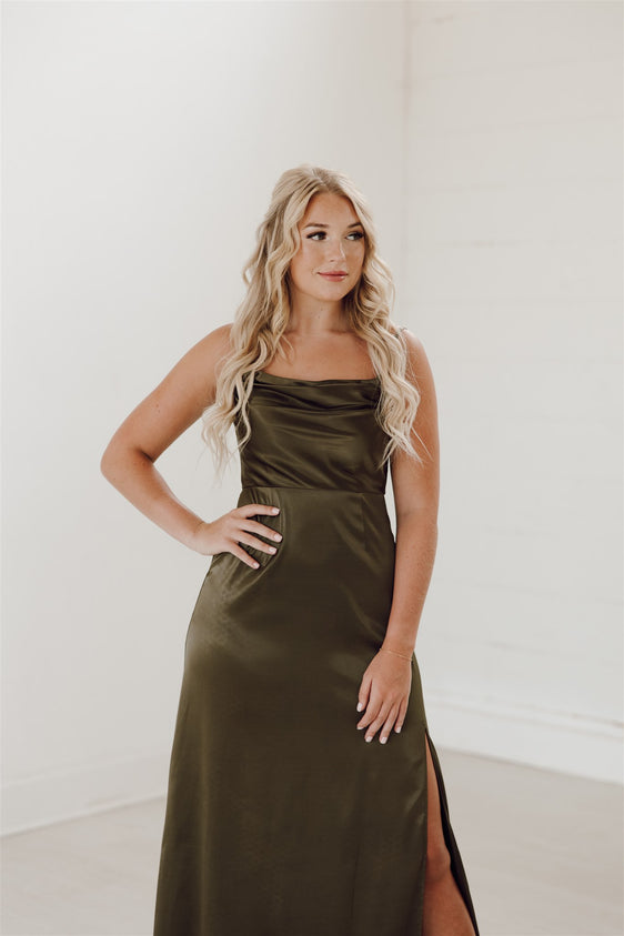 Reese Satin Cowl Neck Bridesmaid Dress