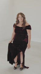 Cassie Velvet Off Shoulder Bridesmaid Dress