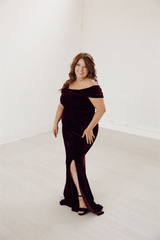 Cassie Velvet Off Shoulder Bridesmaid Dress